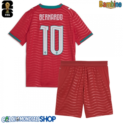 Maglie da calcio Portogallo Bernardo Silva #10 Prima Maglia Bambino Mondiali 2026  Manica Corta + Pantaloni corti)